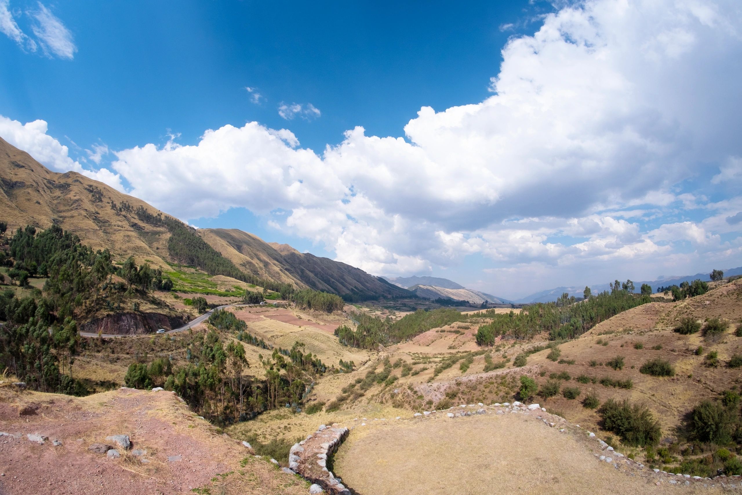 Landscape view in the hills above Cusco in Peru