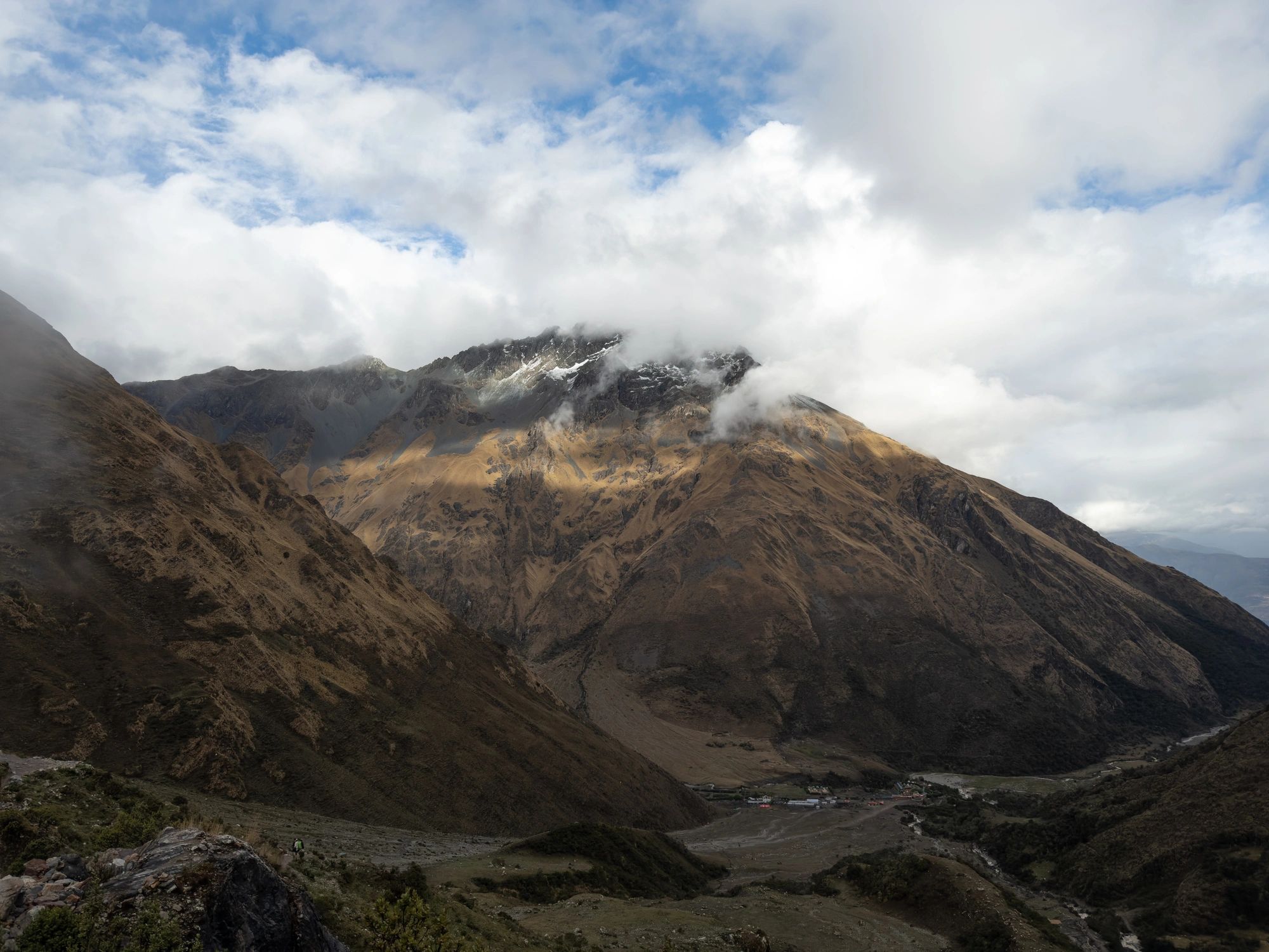 Sunlight over an Andean mountain valley in Peru